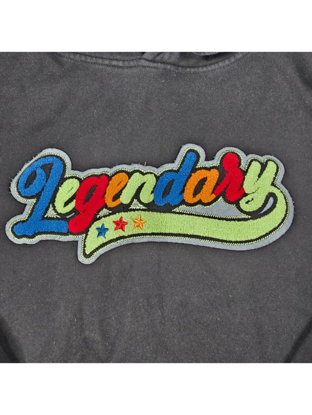3Forty Legendary Black Hoodie With Colorful Chenille Patch Embroidery Medium